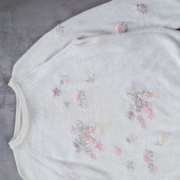 Vintage Floral Sewin White Oaks London Crewneck Knitted By Hand - Picture 3 of 6